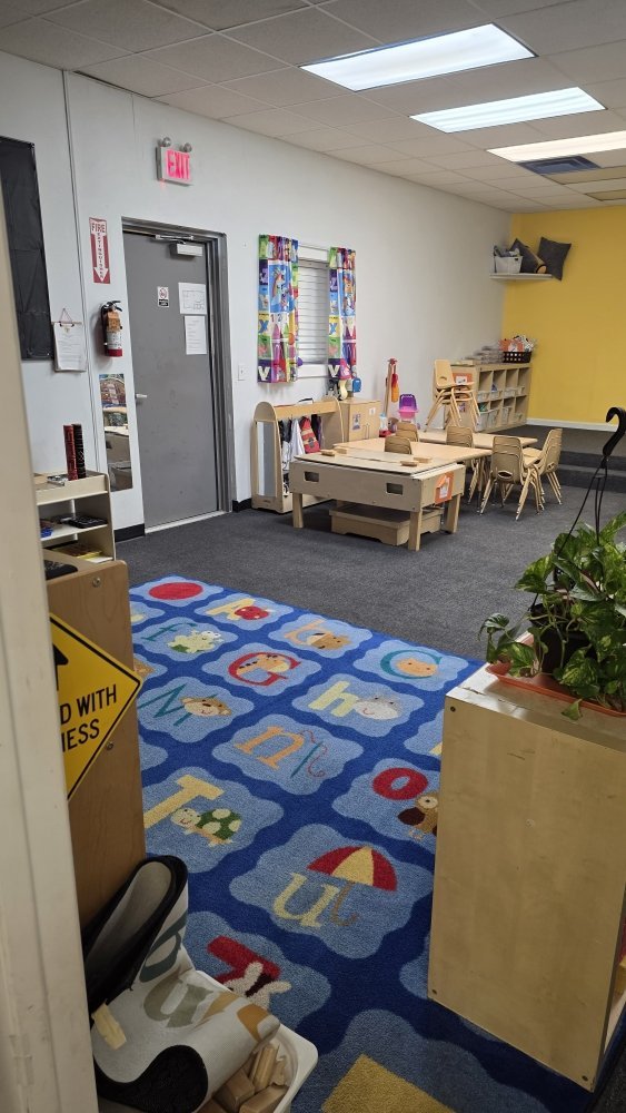 Carpet and play rug in a daycare classroom